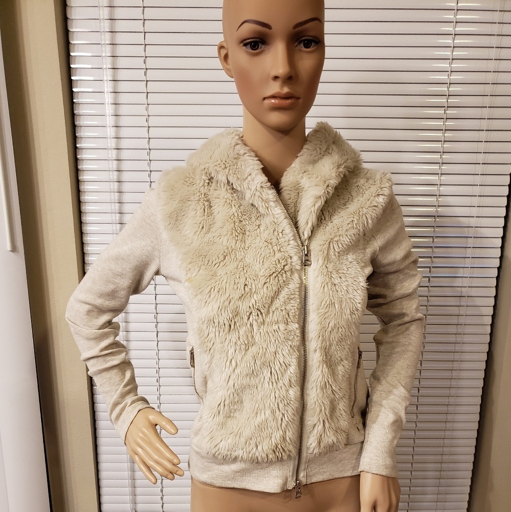 ARMANI EXCHANGE Furry Hooded Sweatshirt Size Small